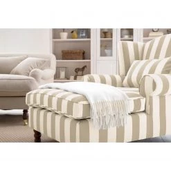 Maison Belfort Fauteuil à oreilles Sofia XXL - Beige / Blanc -Pas Cher Fauteuils Magasin 1000031055 210720 13463800017 DETAILS P000000001000031055