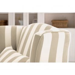 Maison Belfort Fauteuil à oreilles Sofia XXL - Beige / Blanc -Pas Cher Fauteuils Magasin 1000031055 210720 13463800018 DETAILS P000000001000031055