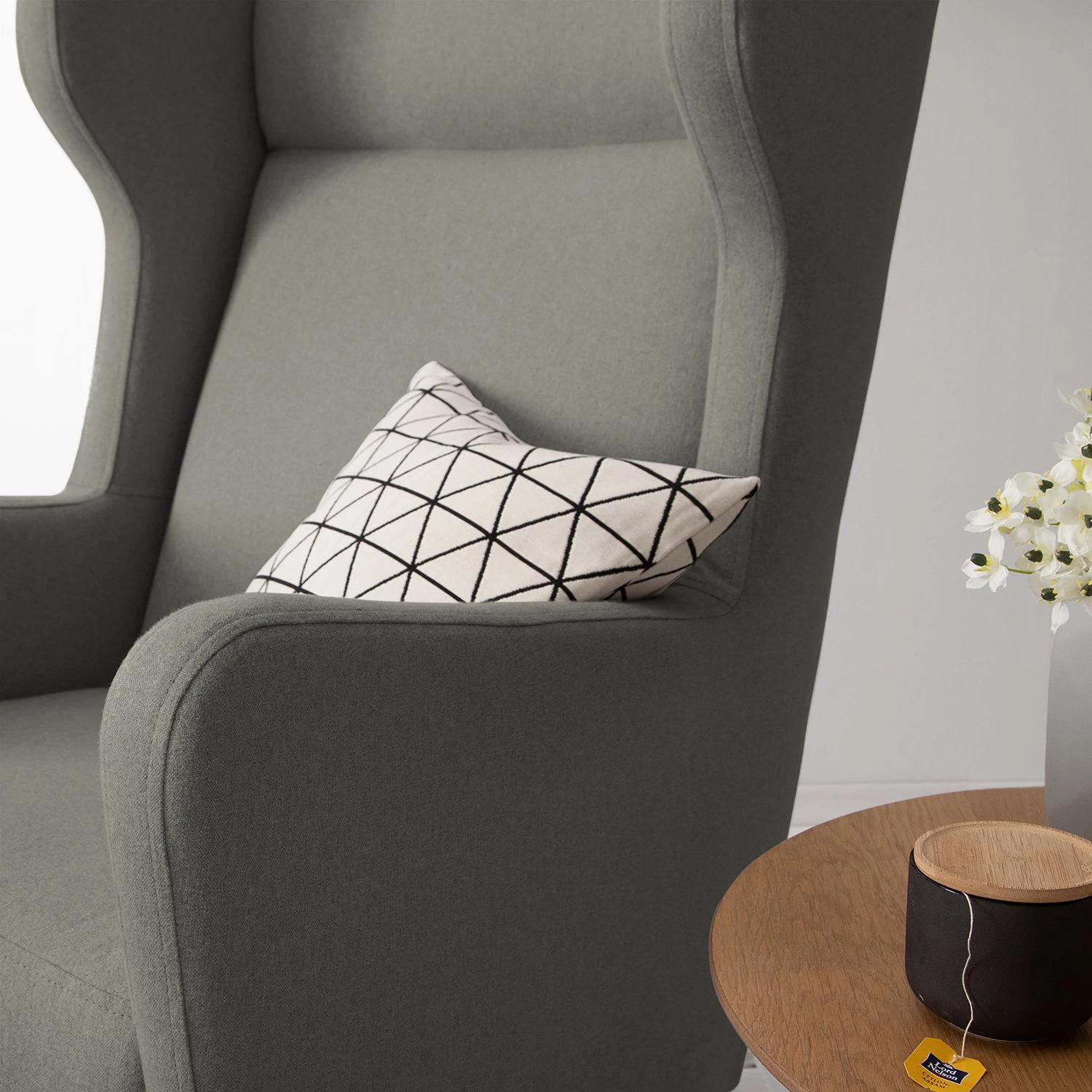 Mørteens Fauteuil à oreilles Bucoli - Gris - Avec repose-pieds 12 Mørteens Fauteuil à oreilles Bucoli - Gris - Avec repose-pieds – Image 10