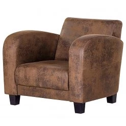 Ars manufacti Fauteuil Tullow - Aspect vieux cuir marron