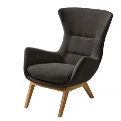 Studio Copenhagen Fauteuil Hepburn I - Tissu Saia: Noir-Marron - Chêne foncé