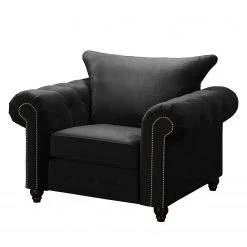 Jack & Alice Fauteuil Solita - Velours - Noir - Sans repose-pieds