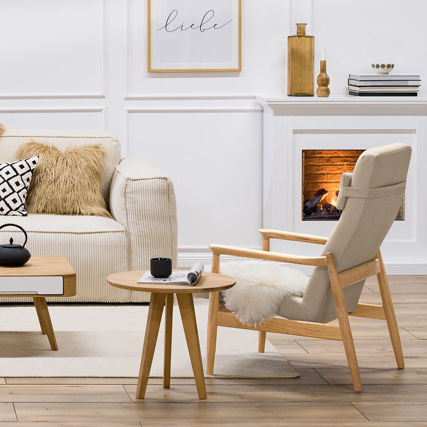 Studio Copenhagen Fauteuil Tioga - Tissu - Beige - Chêne clair - Sans repose-pieds 4 Studio Copenhagen Fauteuil Tioga - Tissu - Beige - Chêne clair - Sans repose-pieds – Image 2