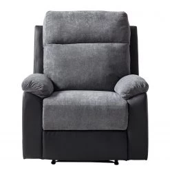 Loftscape Fauteuil de relaxation Warmun - Imitation cuir / Microfibre - Noir / Gris -Pas Cher Fauteuils Magasin 1000139815 200731 14233600005 DETAILS P000000001000139815