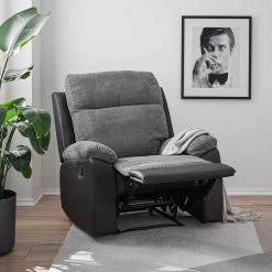Loftscape Fauteuil de relaxation Warmun - Imitation cuir / Microfibre - Noir / Gris -Pas Cher Fauteuils Magasin 1000139815 201120 13430000002 MOOD DETAILS P000000001000139815 mood