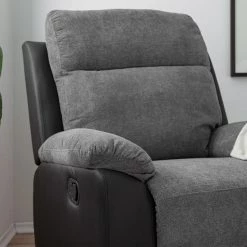 Loftscape Fauteuil de relaxation Warmun - Imitation cuir / Microfibre - Noir / Gris -Pas Cher Fauteuils Magasin 1000139815 201120 13430300003 DETAILS P000000001000139815