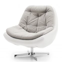 Loftscape Fauteuil Roxana - Imitation cuir / Tissu - Blanc gris
