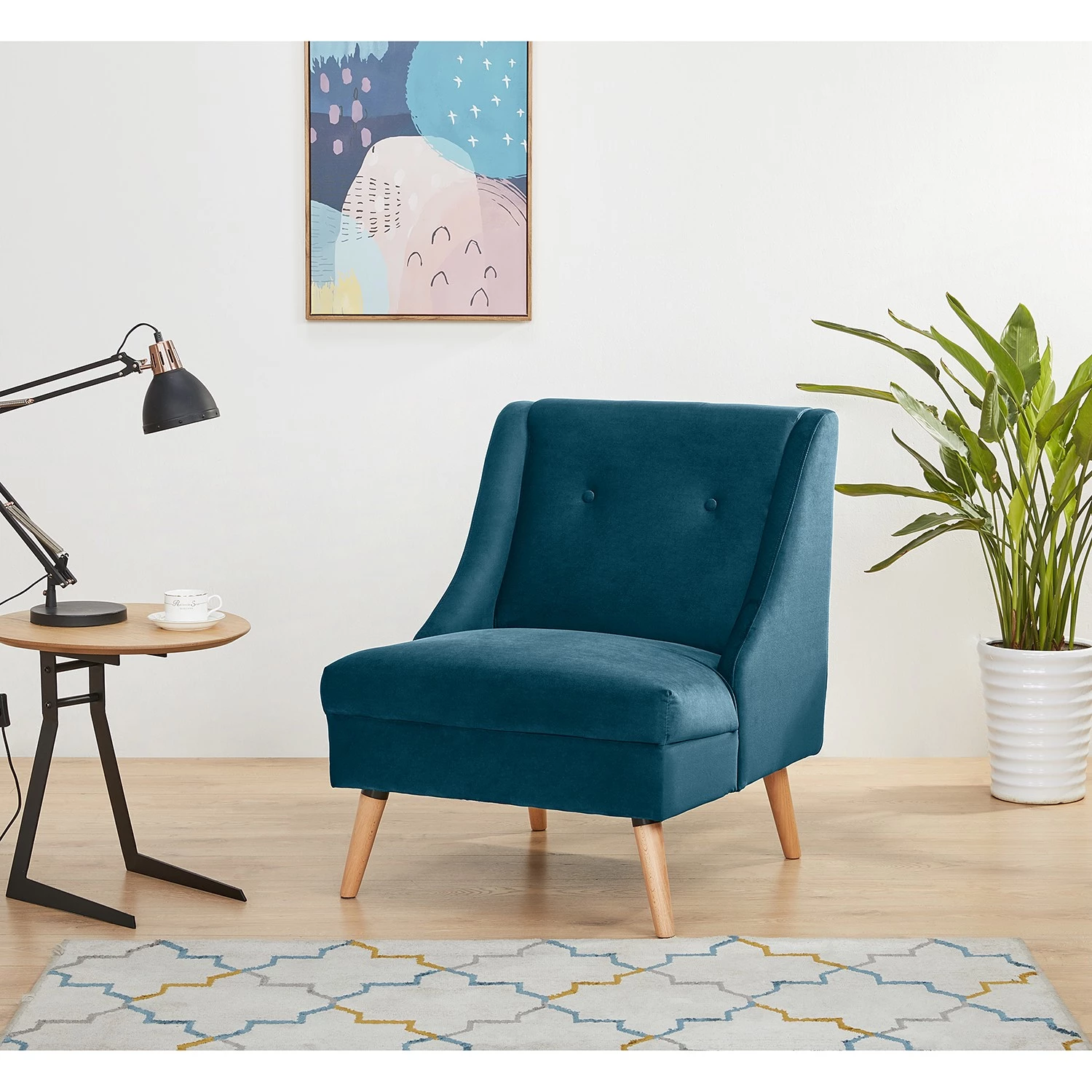 Mørteens Fauteuil Buxin I - Velours - Bleu foncé 4 Mørteens Fauteuil Buxin I - Velours - Bleu foncé – Image 2