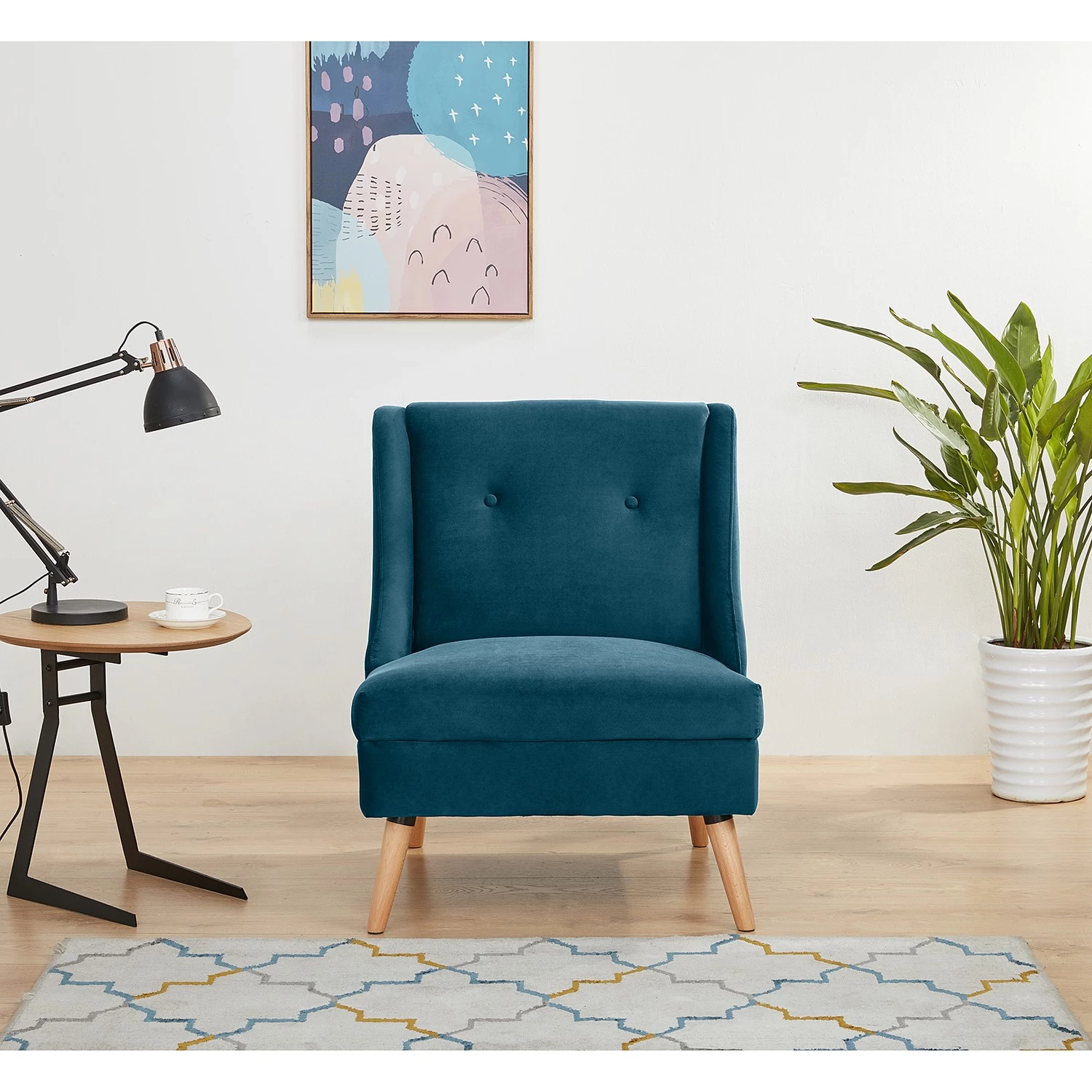 Mørteens Fauteuil Buxin I - Velours - Bleu foncé 5 Mørteens Fauteuil Buxin I - Velours - Bleu foncé – Image 3
