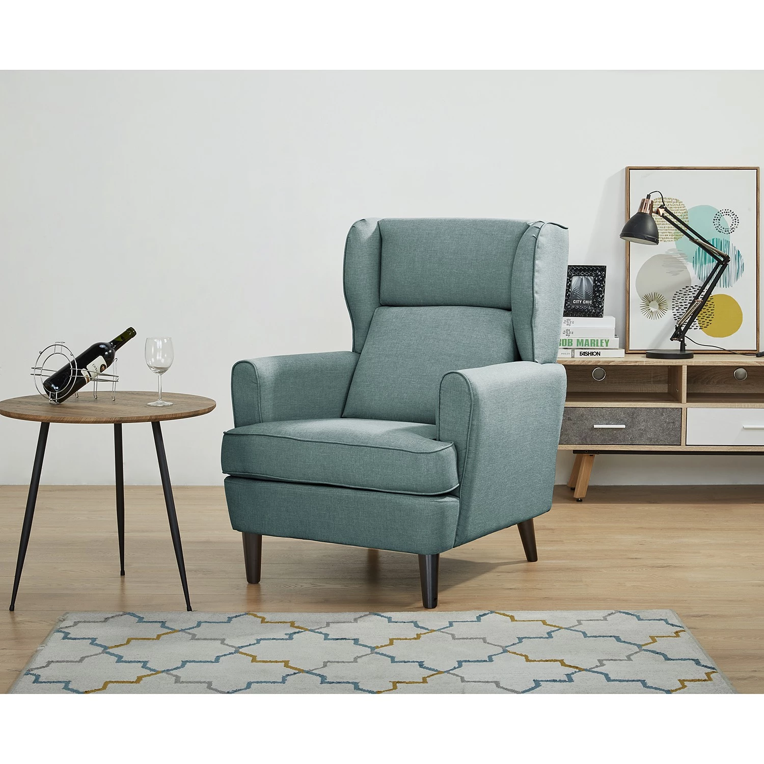 Maison Belfort Fauteuil bergère Boddin I - Tissu - Bleu-gris 4 Maison Belfort Fauteuil bergère Boddin I - Tissu - Bleu-gris – Image 2