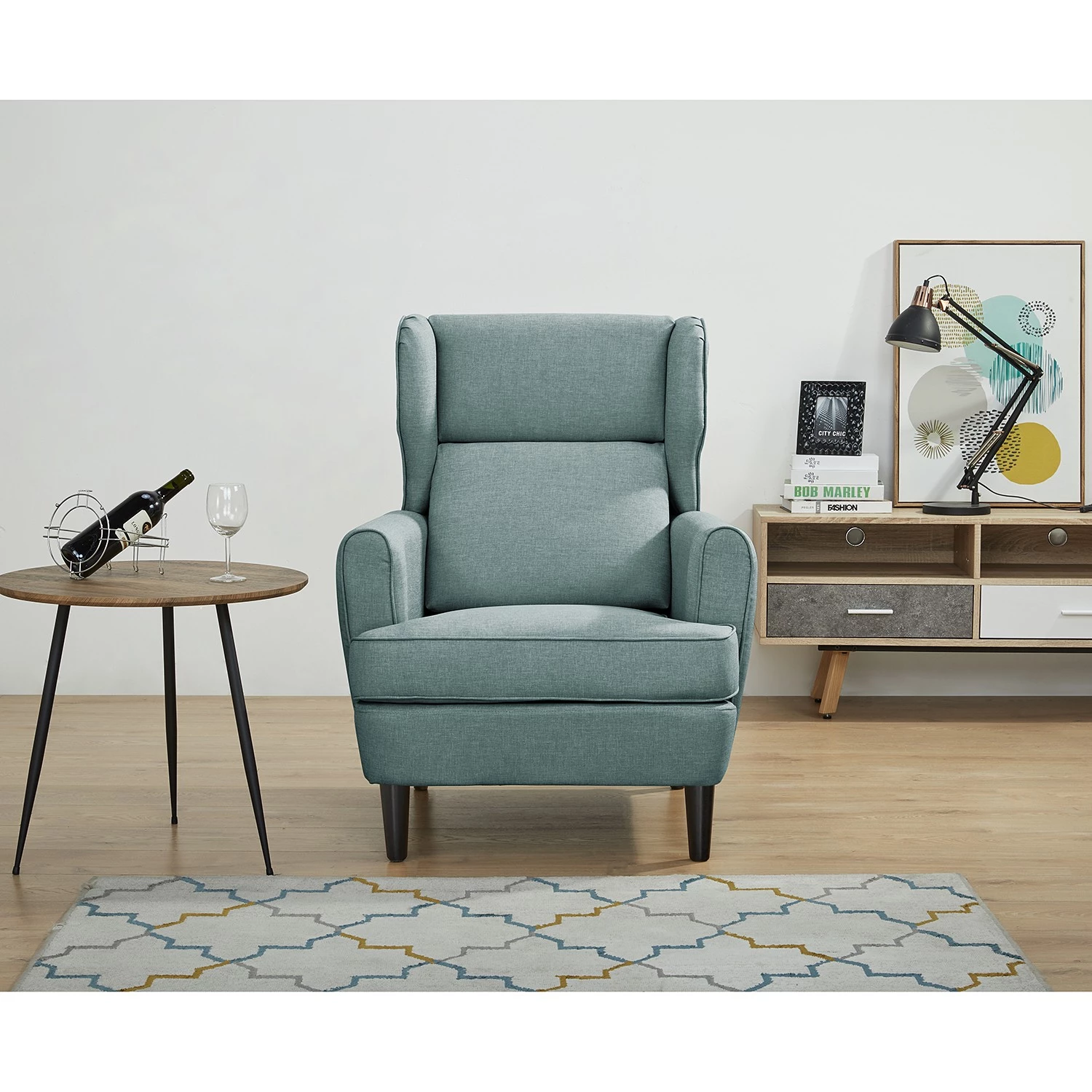 Maison Belfort Fauteuil bergère Boddin I - Tissu - Bleu-gris 5 Maison Belfort Fauteuil bergère Boddin I - Tissu - Bleu-gris – Image 3