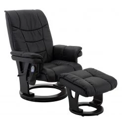 Fredriks Fauteuil massant Carapina - Avec repose-pieds - cuir véritable / Imitation cuir - Noir