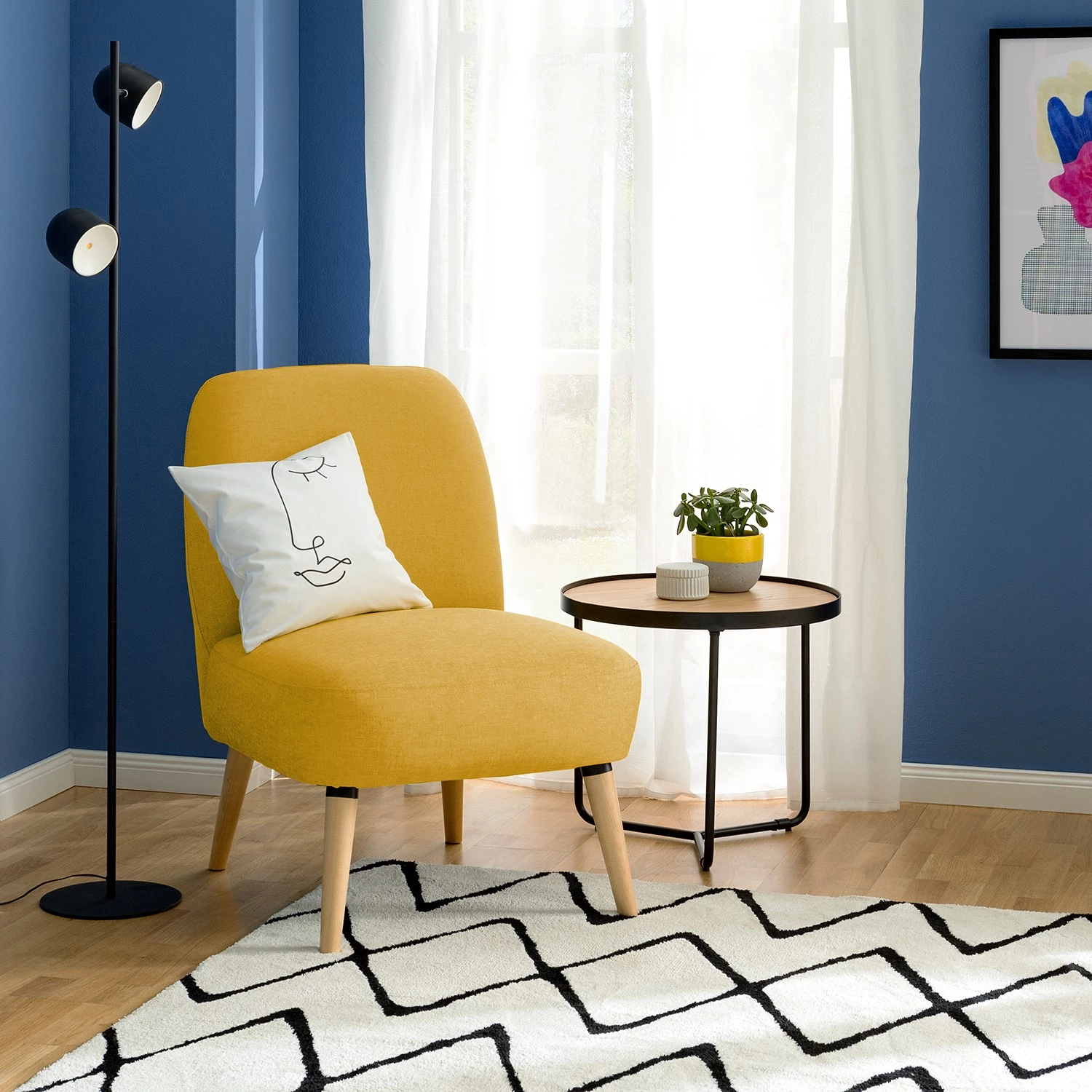 Fredriks Fauteui Tusmore - Tissu - Jaune 4 Fredriks Fauteui Tusmore - Tissu - Jaune – Image 2