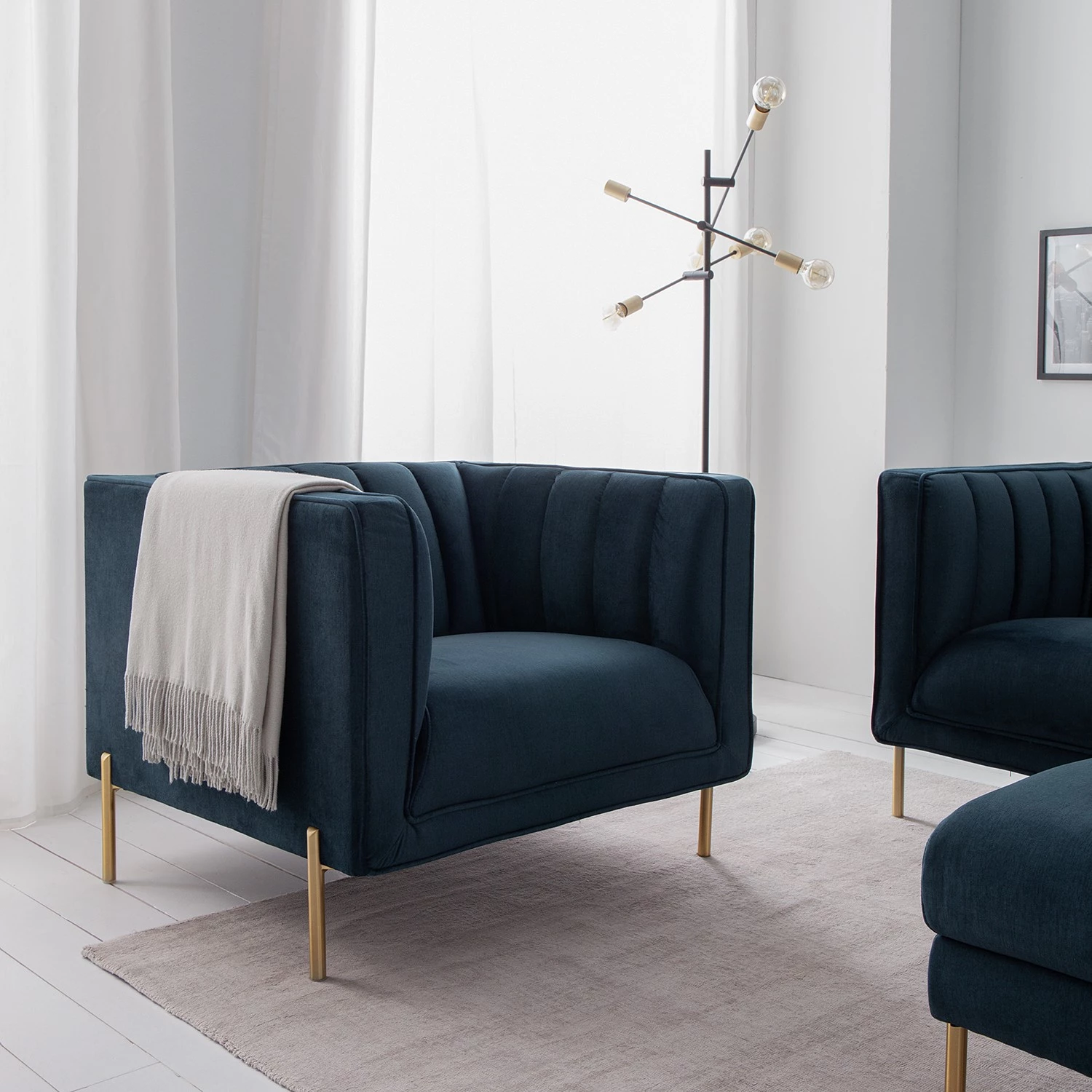 Jack & Alice Fauteuil Borlo - Bleu marine 5 Jack & Alice Fauteuil Borlo - Bleu marine – Image 3