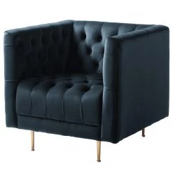 Jack & Alice Fauteuil Reynella - Velours - Bleu marine