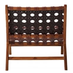 Ars manufacti Fauteuil design Copan - Cuir tressé / Teck massif - marron cognac / Teck -Pas Cher Fauteuils Magasin 1000183944 200204 15373200004 DETAILS P000000001000183944