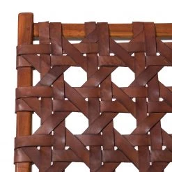 Ars manufacti Fauteuil design Copan - Cuir tressé / Teck massif - marron cognac / Teck -Pas Cher Fauteuils Magasin 1000183944 200204 15373200006 DETAILS P000000001000183944