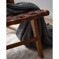 Ars manufacti Fauteuil design Copan - Cuir tressé / Teck massif - marron cognac / Teck -Pas Cher Fauteuils Magasin 1000183944 200529 13222100004 DETAILS P000000001000183944