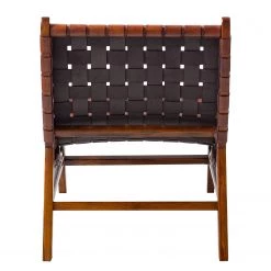 Ars manufacti Fauteuil design Bourbourg I - Cuir tressé / Teck massif - marron cognac / Teck -Pas Cher Fauteuils Magasin 1000183949 200317 14382800010 DETAILS P000000001000183949