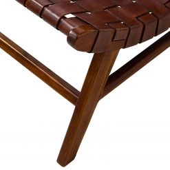 Ars manufacti Fauteuil design Bourbourg I - Cuir tressé / Teck massif - marron cognac / Teck -Pas Cher Fauteuils Magasin 1000183949 200317 14382900011 DETAILS P000000001000183949