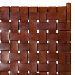 Ars manufacti Fauteuil design Bourbourg I - Cuir tressé / Teck massif - marron cognac / Teck -Pas Cher Fauteuils Magasin 1000183949 200317 14383100013 DETAILS P000000001000183949