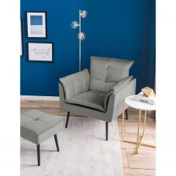 Jack & Alice Fauteuil Trilla - Avec repose-pieds - Velours - Gris 14 Jack & Alice Fauteuil Trilla - Avec repose-pieds - Velours - Gris -Pas Cher Fauteuils Magasin 1000184273 210323 15252001937 MOOD DETAILS P000000001000184273 mood