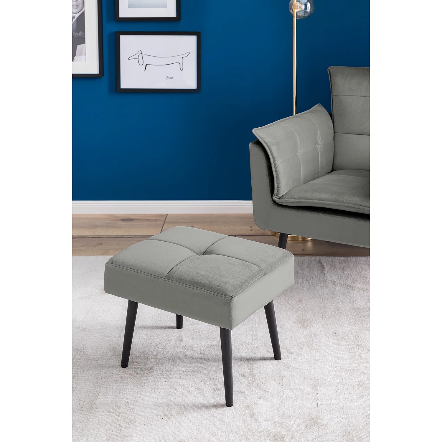 Jack & Alice Fauteuil Trilla - Avec repose-pieds - Velours - Gris 6 Jack & Alice Fauteuil Trilla - Avec repose-pieds - Velours - Gris – Image 4