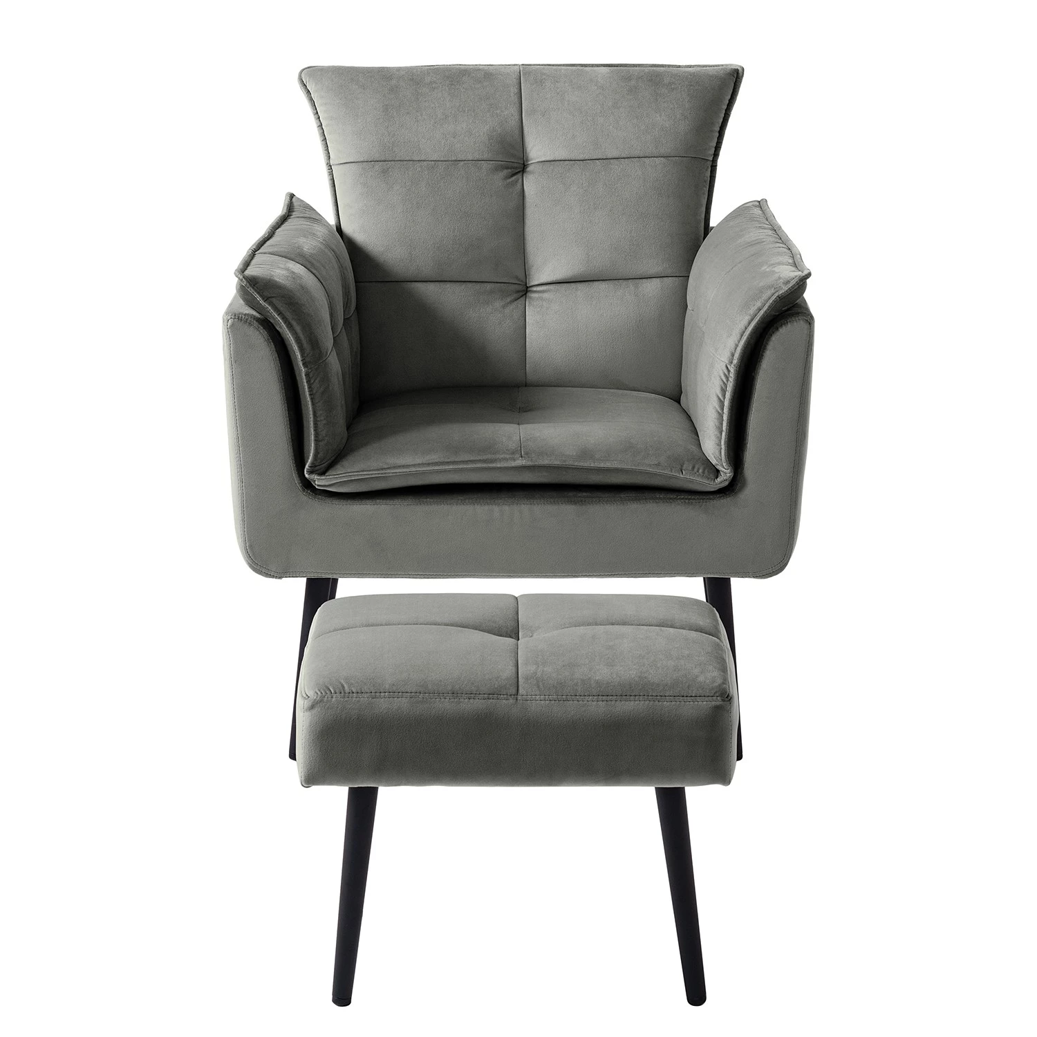 Jack & Alice Fauteuil Trilla - Avec repose-pieds - Velours - Gris 9 Jack & Alice Fauteuil Trilla - Avec repose-pieds - Velours - Gris – Image 7