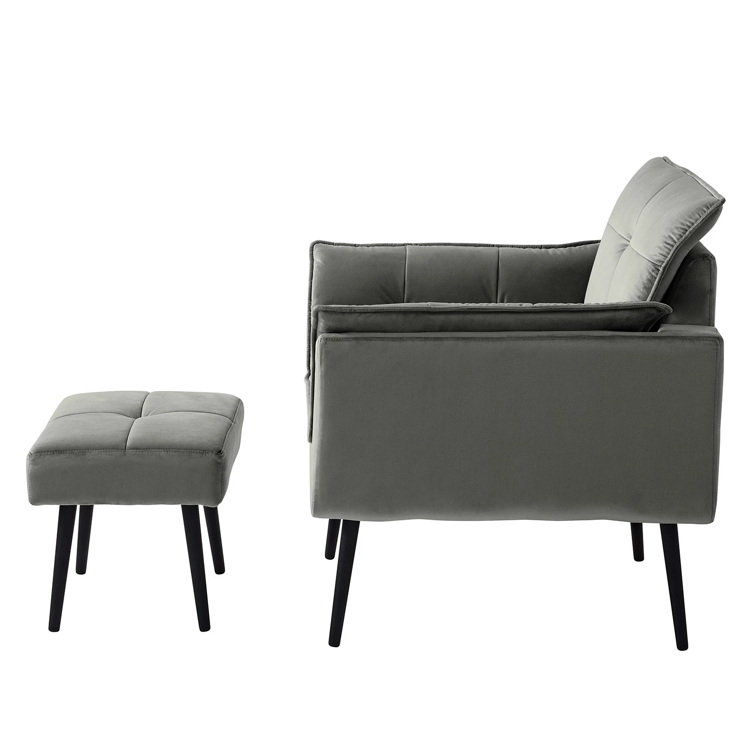 Jack & Alice Fauteuil Trilla - Avec repose-pieds - Velours - Gris 10 Jack & Alice Fauteuil Trilla - Avec repose-pieds - Velours - Gris – Image 8