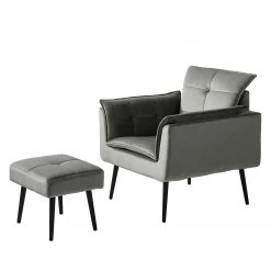 Jack & Alice Fauteuil Trilla - Avec repose-pieds - Velours - Gris 20 Jack & Alice Fauteuil Trilla - Avec repose-pieds - Velours - Gris -Pas Cher Fauteuils Magasin 1000184273 210323 15252301943 DETAILS P000000001000184273