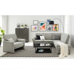 Modoform Fauteuil Capoma II - Aspect cuir vieilli - Gris clair - Largeur : 100 cm -Pas Cher Fauteuils Magasin 1000186789 210323 15262602117 MOOD DETAILS P000000001000186789 mood