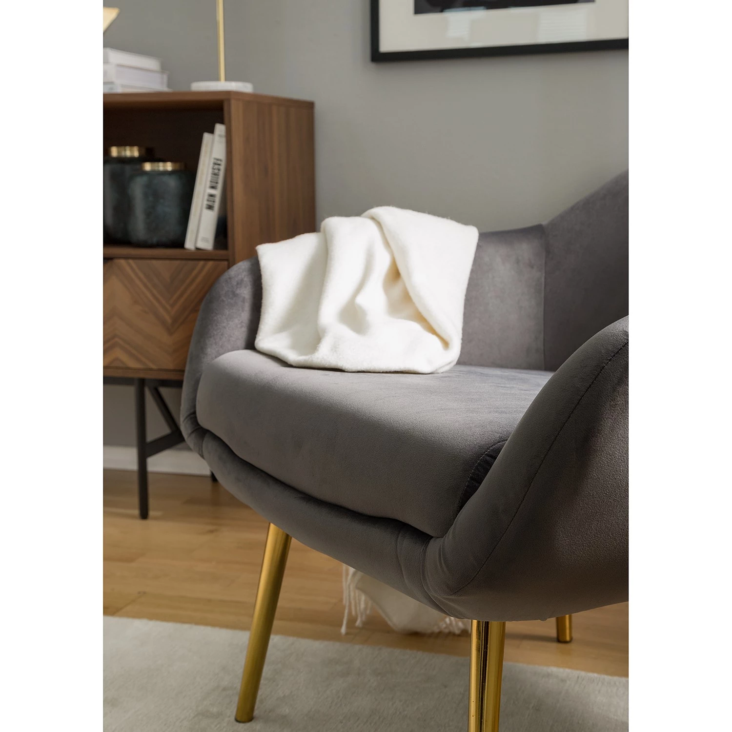 Jack & Alice Fauteuil Milawa - Velours - Gris 15 Jack & Alice Fauteuil Milawa - Velours - Gris – Image 13