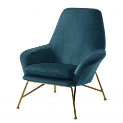 Jack & Alice Fauteuil Miena - Velours - Bleu marine