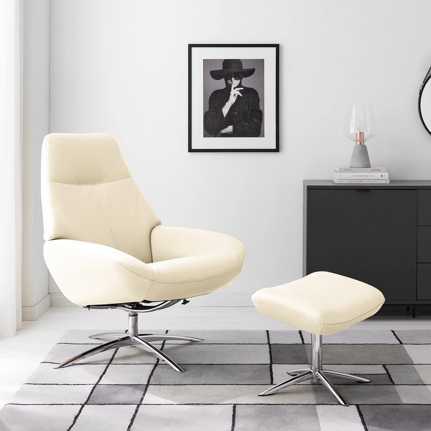 Fredriks Fauteuil relax Raahe - Cuir véritable - Crème 4 Fredriks Fauteuil relax Raahe - Cuir véritable - Crème – Image 2