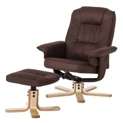 Modoform Fauteuil de relaxation Canillo II - Avec repose-pieds - Microfibre - Marron