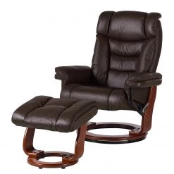 Modoform Fauteuil relax et repose-pieds Rimbach - Cuir véritable / Imitation cuir - Marron