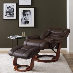 Modoform Fauteuil relax et repose-pieds Rimbach - Cuir véritable / Imitation cuir - Marron -Pas Cher Fauteuils Magasin 1000199060 200621 14593100020 MOOD DETAILS P000000001000199060 mood