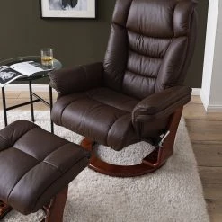 Modoform Fauteuil relax et repose-pieds Rimbach - Cuir véritable / Imitation cuir - Marron -Pas Cher Fauteuils Magasin 1000199060 200621 14593100021 DETAILS P000000001000199060