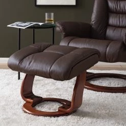 Modoform Fauteuil relax et repose-pieds Rimbach - Cuir véritable / Imitation cuir - Marron -Pas Cher Fauteuils Magasin 1000199060 200621 14593200022 DETAILS P000000001000199060