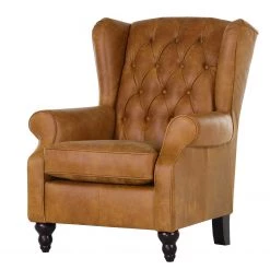 Naturoo Fauteuil bergère Boyce - Cuir véritable - Cognac