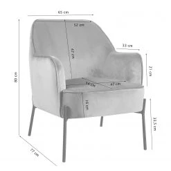 Mørteens Fauteuil Bohemia - Velours - Gris - Avec repose-pieds - Velours -Pas Cher Fauteuils Magasin 1000209172 200415 12033800266 SKETCH DETAILS P000000001000209172 sketch