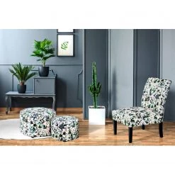 Kayoom Chaises capitonnées Indira II - Tissu / Hêtre massif - Noir / Vert et blanc -Pas Cher Fauteuils Magasin 1000214193 200529 06041200114 MOOD DETAILS P000000001000214193 mood