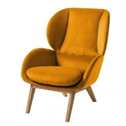 Studio Copenhagen Fauteuil Marols - Velours Shyla: Orange jaune - Chêne clair