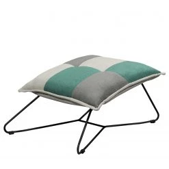 Fredriks Fauteuil Tutu - Microfibre - Microfibre Ranu Patchwork: Turquoise / Gris - Avec repose-pieds - Sans accoudoirs -Pas Cher Fauteuils Magasin 1000222250 201113 13594301289 DETAILS P000000001000222250