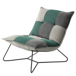 Fredriks Fauteuil Tutu - Microfibre - Microfibre Ranu Patchwork: Turquoise / Gris - Avec repose-pieds - Sans accoudoirs -Pas Cher Fauteuils Magasin 1000222250 201113 13595101291 DETAILS P000000001000222250