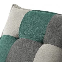 Fredriks Fauteuil Tutu - Microfibre - Microfibre Ranu Patchwork: Turquoise / Gris - Avec repose-pieds - Sans accoudoirs -Pas Cher Fauteuils Magasin 1000222250 201113 13595501292 DETAILS P000000001000222250