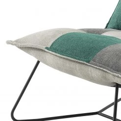 Fredriks Fauteuil Tutu - Microfibre - Microfibre Ranu Patchwork: Turquoise / Gris - Avec repose-pieds - Sans accoudoirs -Pas Cher Fauteuils Magasin 1000222250 201113 13595901293 DETAILS P000000001000222250