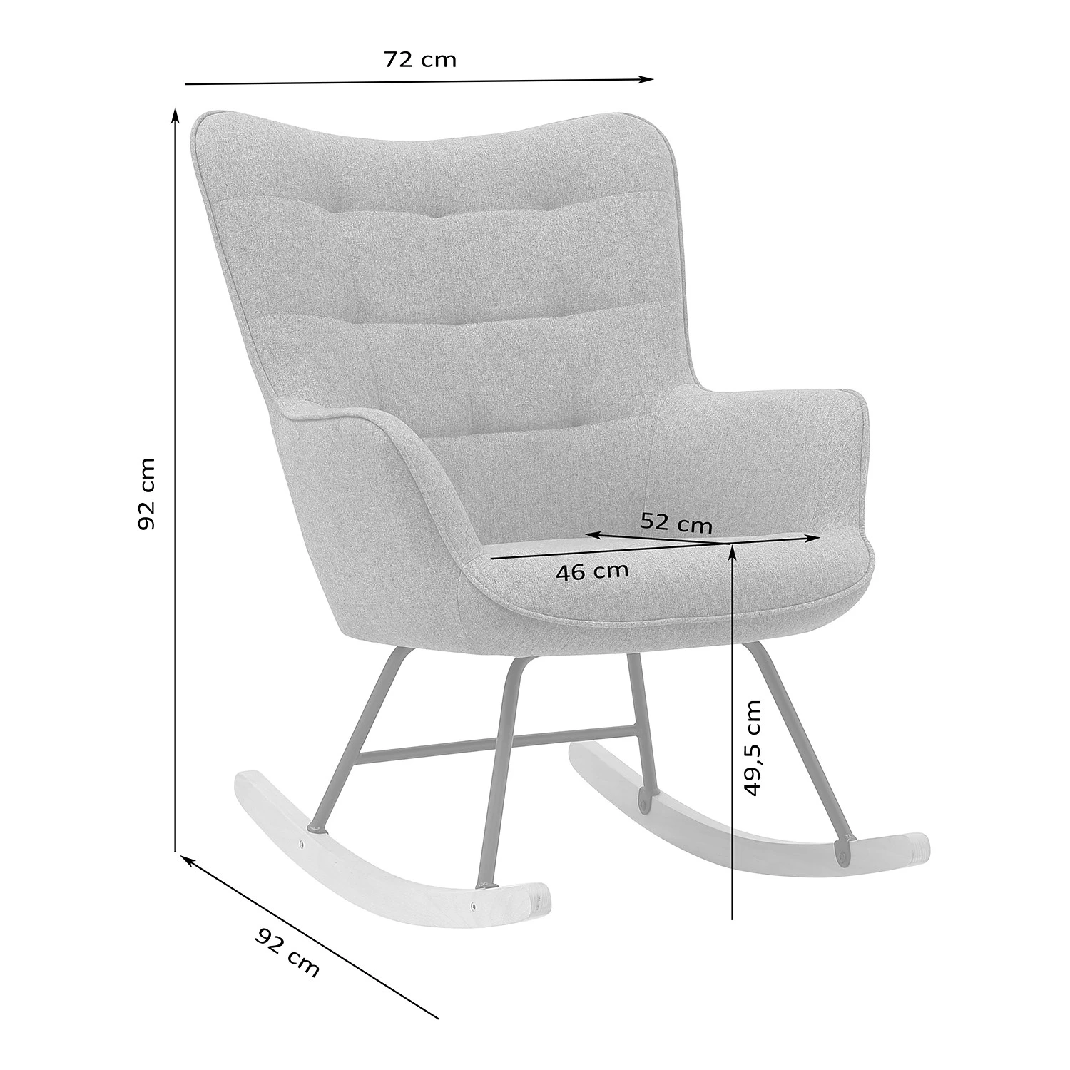 Mørteens Rocking chair Vessey I - Tissu - Bleu ciel 8 Mørteens Rocking chair Vessey I - Tissu - Bleu ciel – Image 6