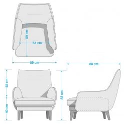 Studio Copenhagen Fauteuil Vieux Vichy - Cuir Lecia: Gris -Pas Cher Fauteuils Magasin 1000256589 210809 09092400142 SKETCH DETAILS P000000001000256589 sketch