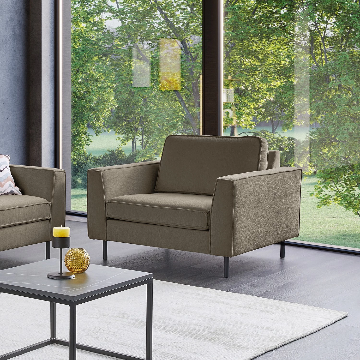 Mørteens Fauteuil Monblanc - Tissu - Tissu Velia: Gris marron 4 Mørteens Fauteuil Monblanc - Tissu - Tissu Velia: Gris marron – Image 2